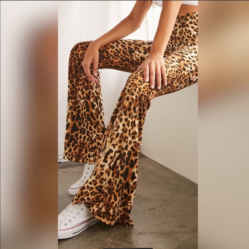 Leopard print flare pants